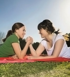 Two Women Arm Wrestling